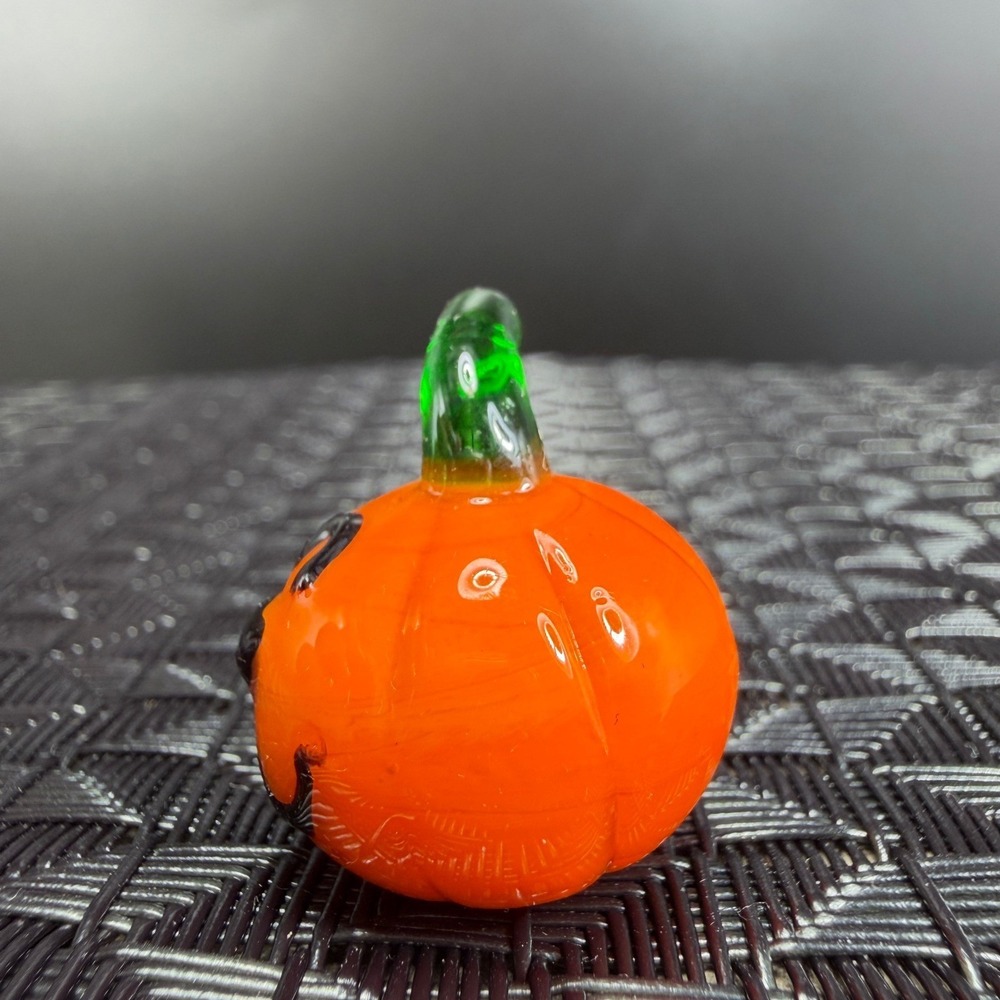 Venetian Glass Miniature Pumpkin Jack O Lantern Halloween Decor Set of 3 VTG - Picture 5 of 11
